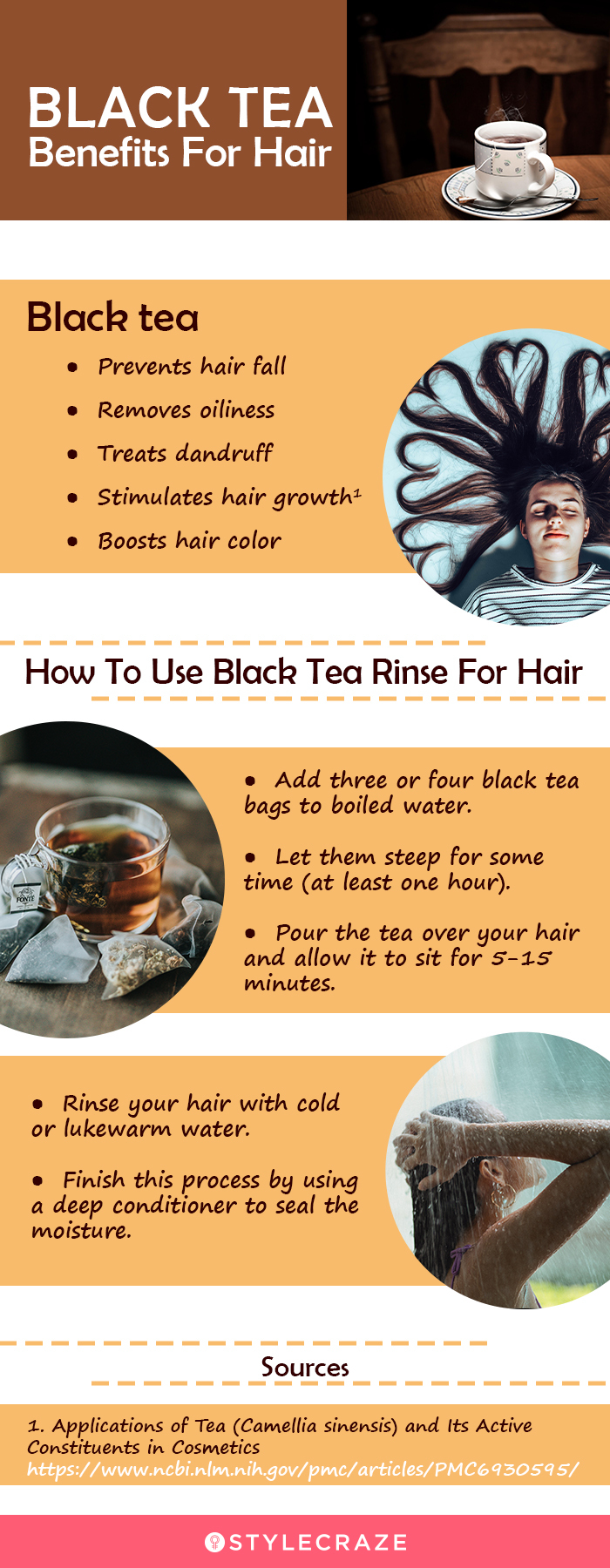 black tea benefits of hair (infographic)