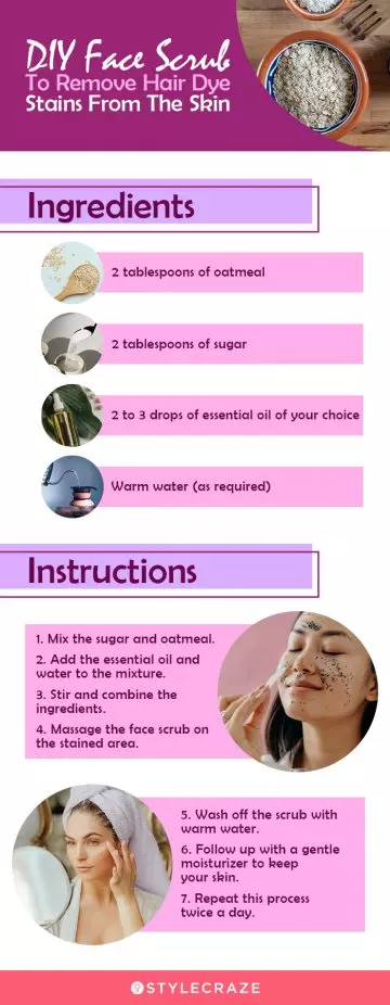 diy face scrub to remove hair dye stains from the skin (infographic)