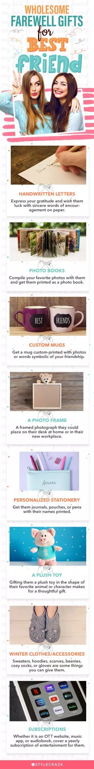 wholesome farewell gifts for best friend (infographic)