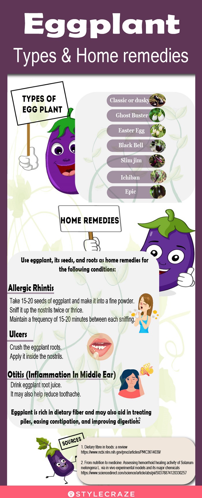 egg plant types and home remedies [infographic]