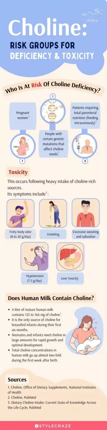 choline risk group for deficiency and toxicity (infographic)