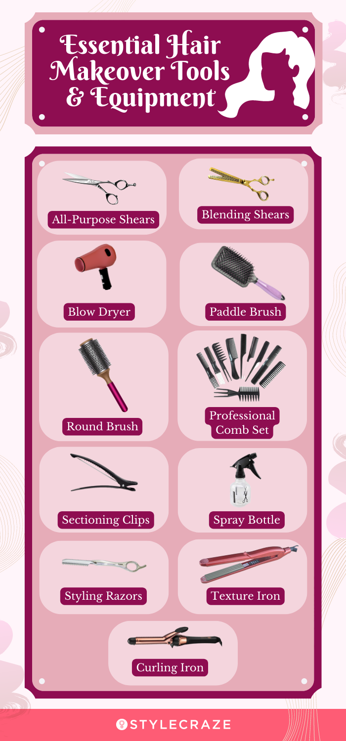 essential hair makeover tools and equipment (infographic) 