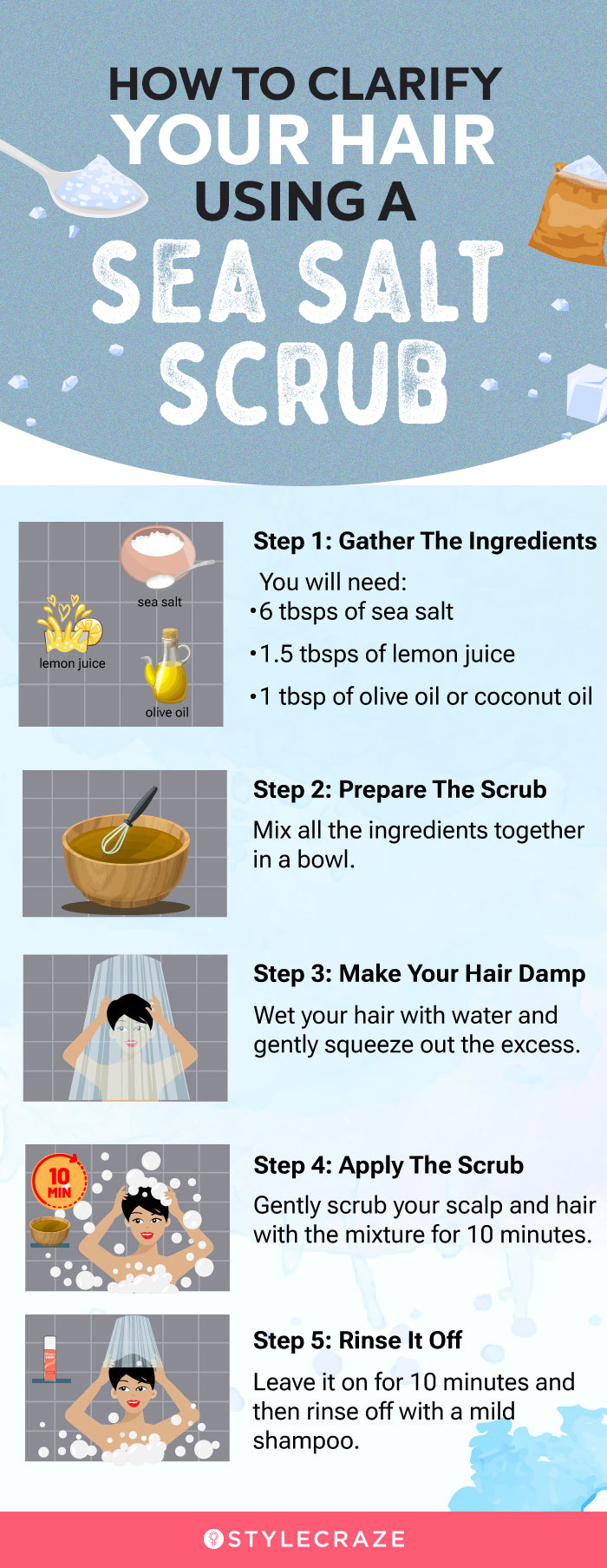 how to clarify your hair using a sea salt scrub (infographic)
