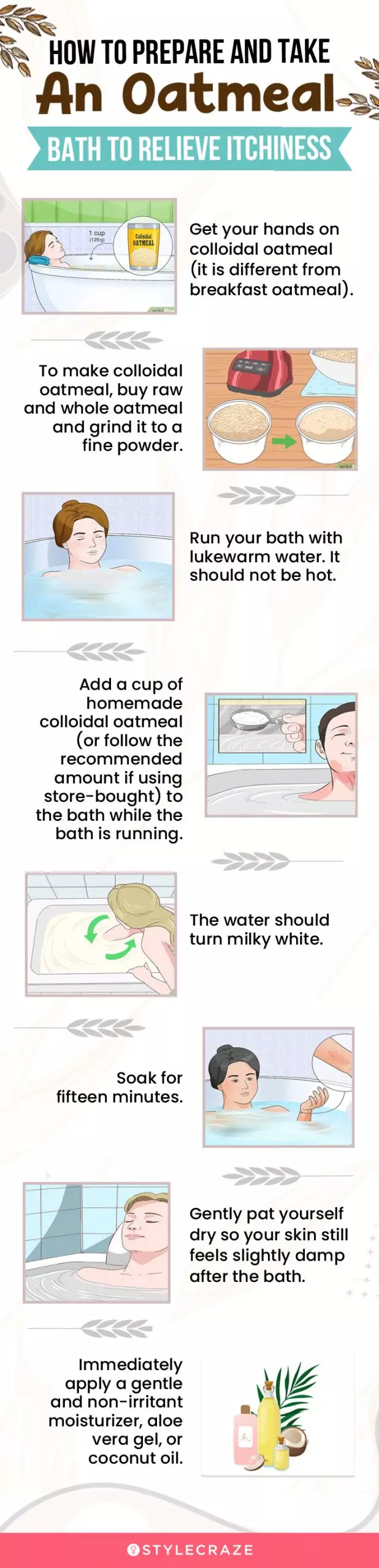 how to prepare and take an oatmeal bath to relieve itchiness (infographic)