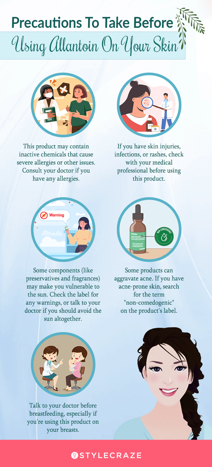 precautions to take before using allantoin on your skin (infographic)