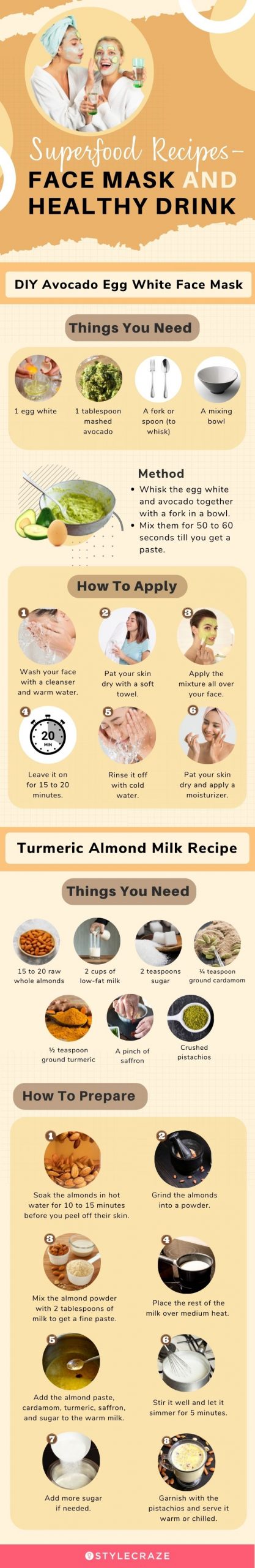 superfood recipes face mask and healthy drink [infographic]