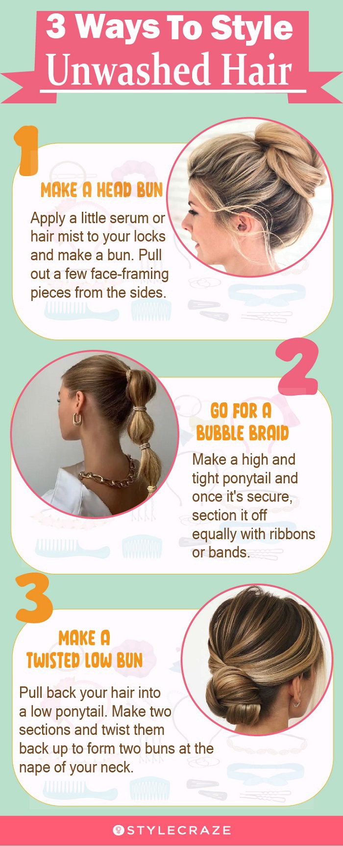 ways to style unwashed hair (infographic)