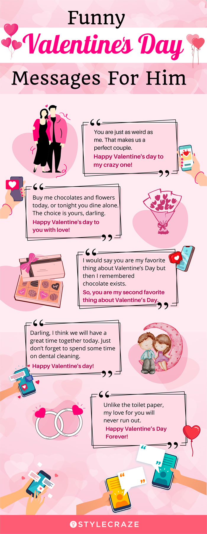 funny valentines day messages for him (infographic)