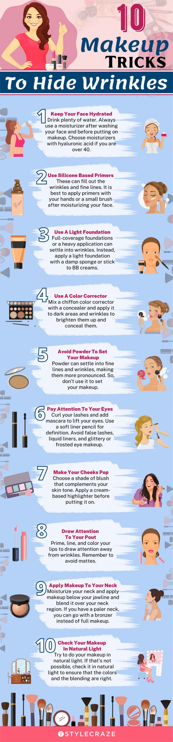 makeup tricks to hide wrinkles (infographic)