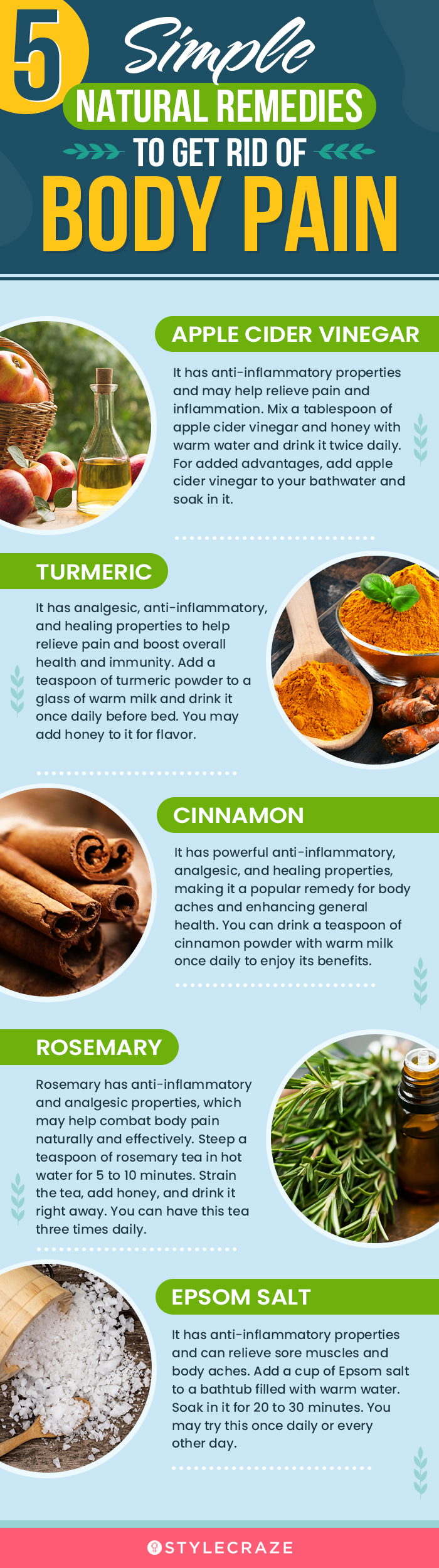 5 simple natural remedies to get rid of body pain (infographic)