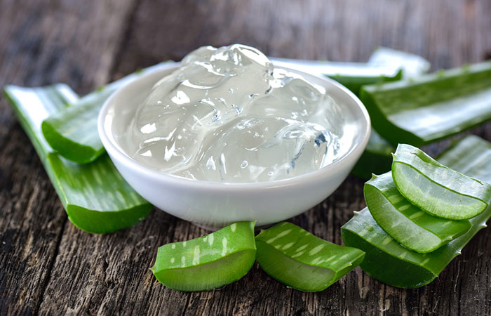 Aloe vera gel in a bowl as a remedy for swollen gums