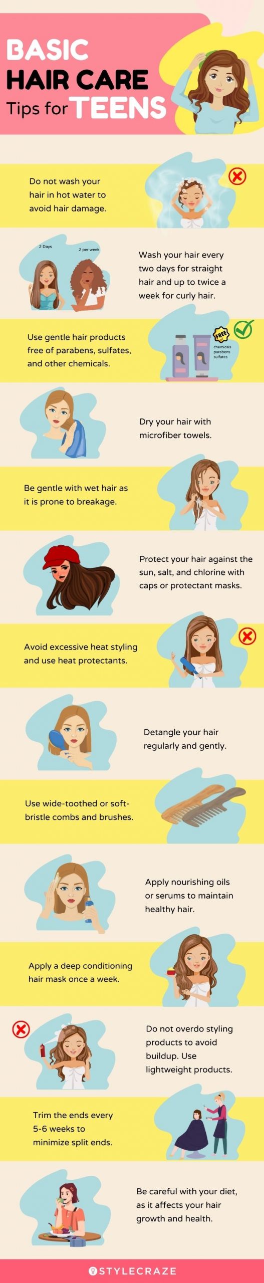 basic hair care tips for teens (infographic)