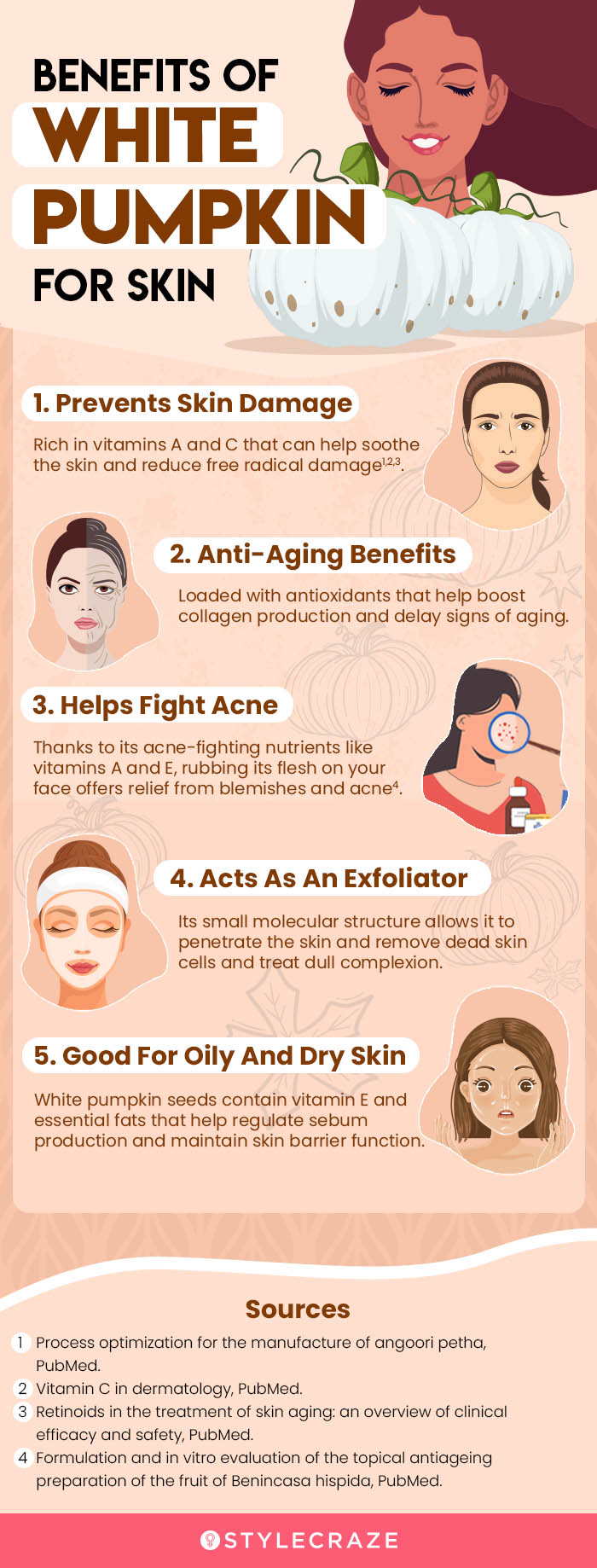 benefits of white pumpkin for skin (infographic)