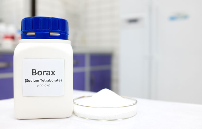 Borax powder in a plastic bottle