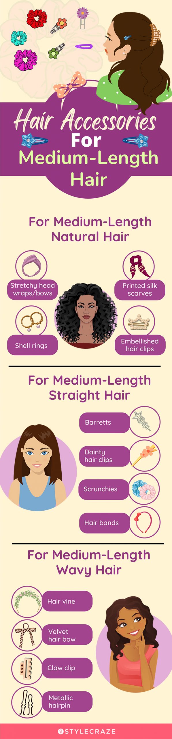hair accessories for medium length hair [infographic]