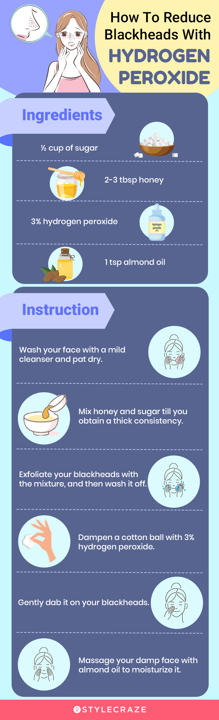 how to reduce blackheads with hydrogen peroxide (infographic)