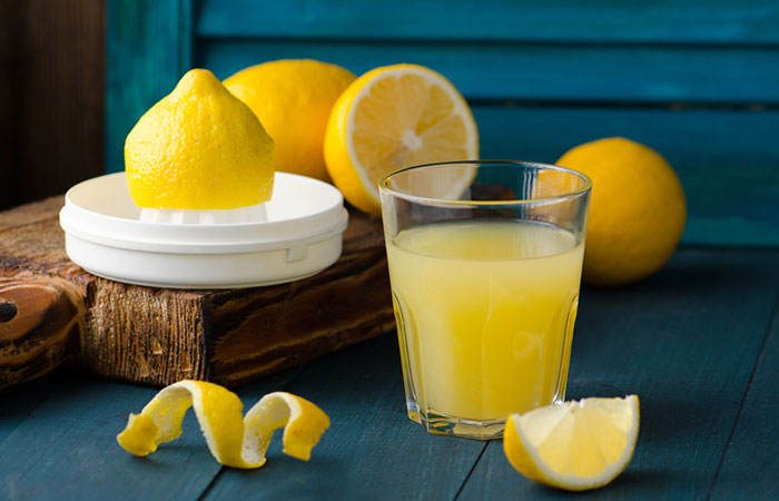 Lemon juice in a glass 