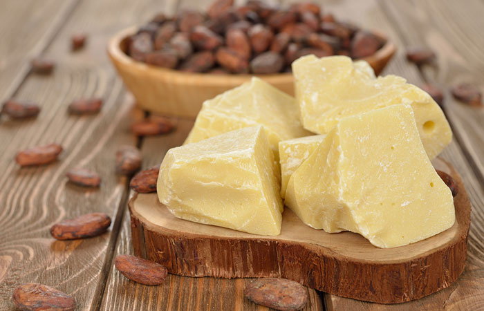 Natural cocoa butter as a home remedy to treat white stretch marks.