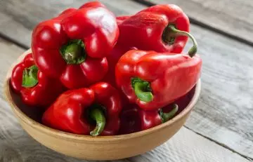 Red bell peppers in a bowl