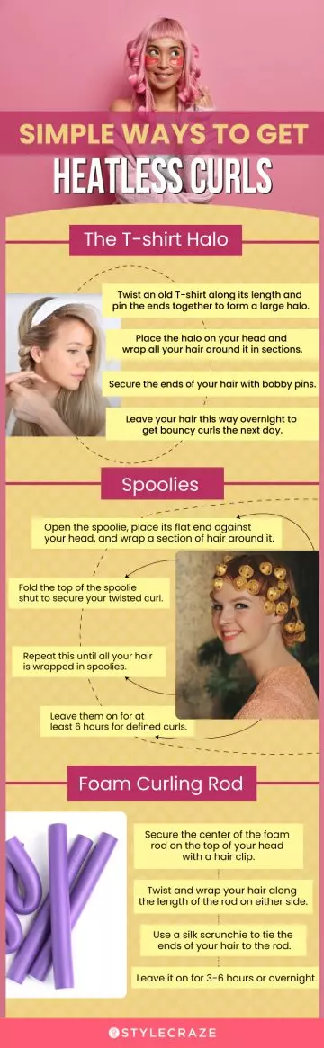 simple ways to get heatless curls (infographic)