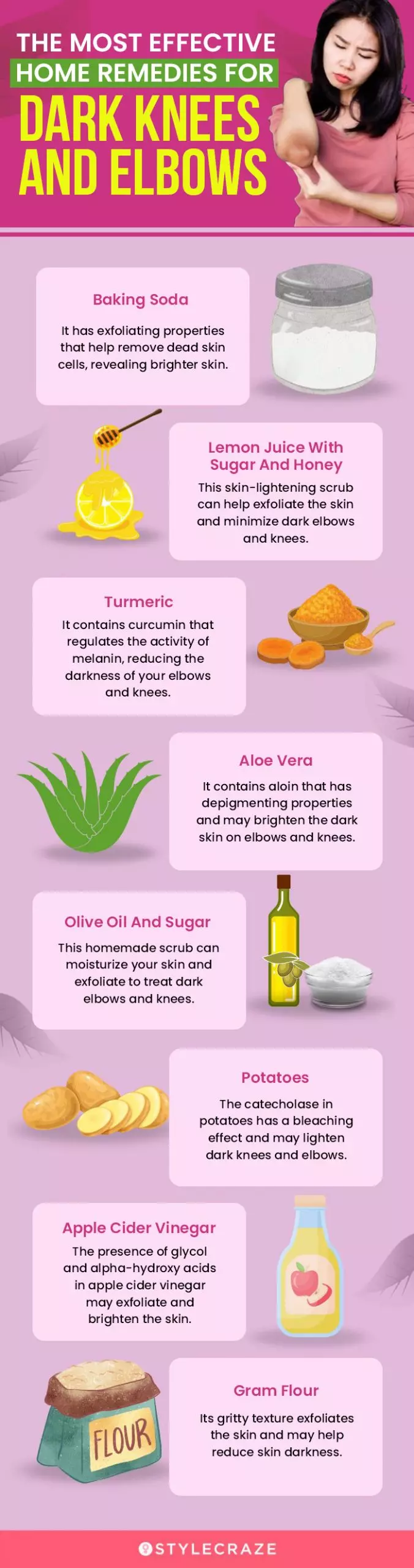 the most effective home remedies for dark knees and elbows (infographic)