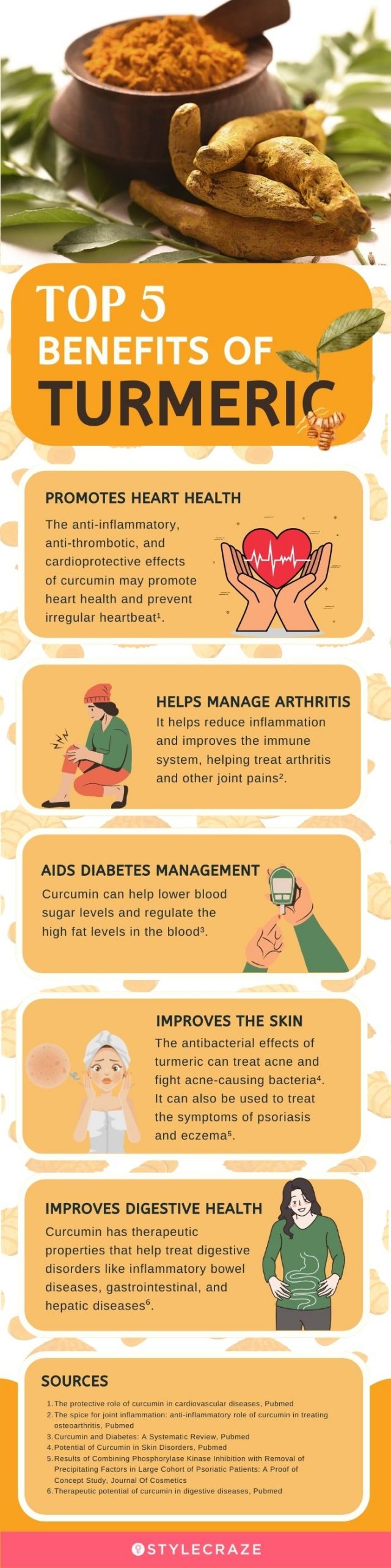 top 5 benefits of turmeric (infographic)