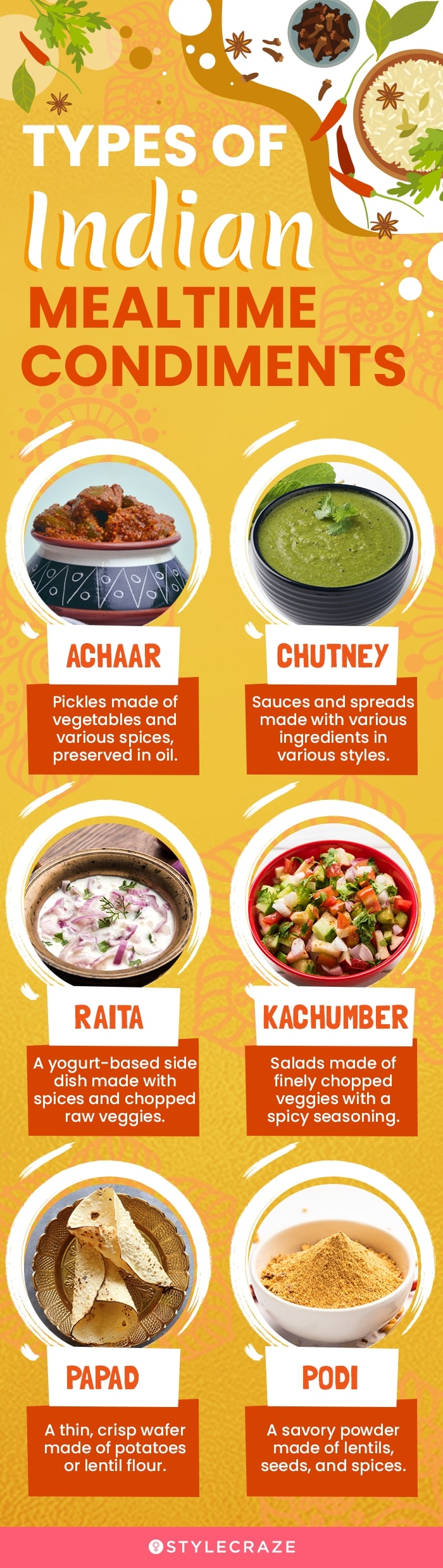 types of indian mealtime condiments (infographic)