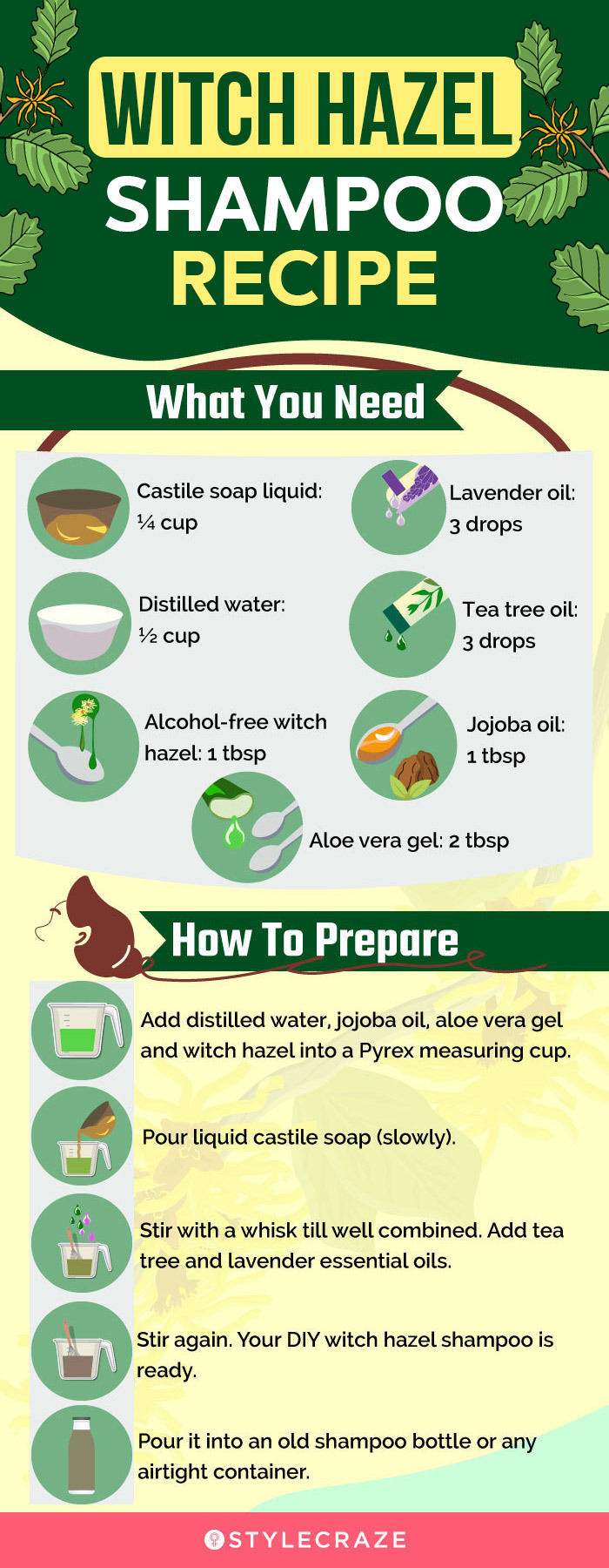 witch hazel shampoo recipe (infographic)