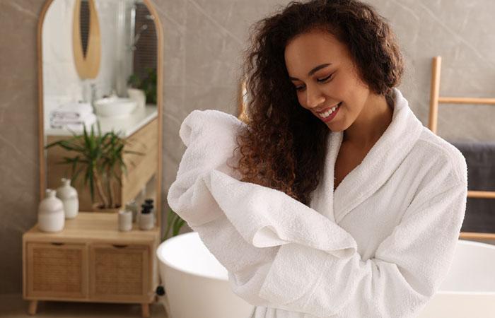 drying your hair with a towel