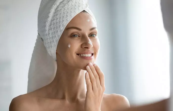 Woman following proper skincare routine for oily nose