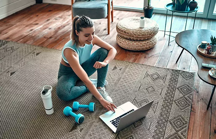 Woman getting ready to workout