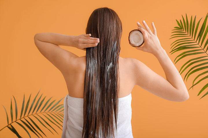 Woman practicing a hair care routine