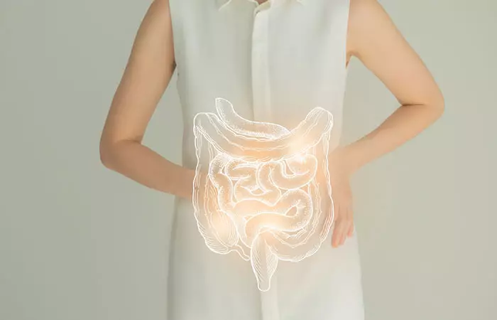 Woman showing digestive health