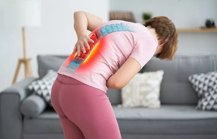 Woman with herniated disc
