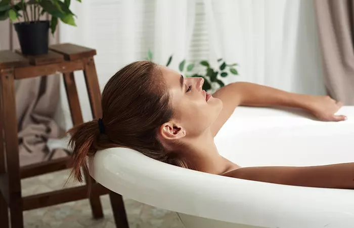 You May Lay Your Head On Your Yoga Mat While You Relax In The Tub