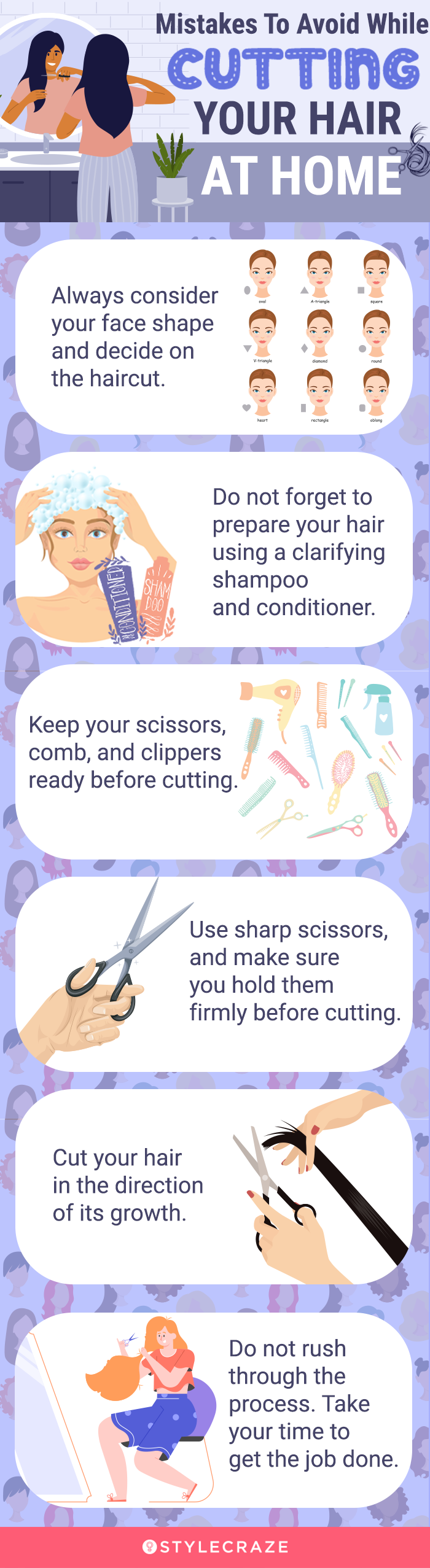 mistakes to avoid while cutting your hair at home (infographic)