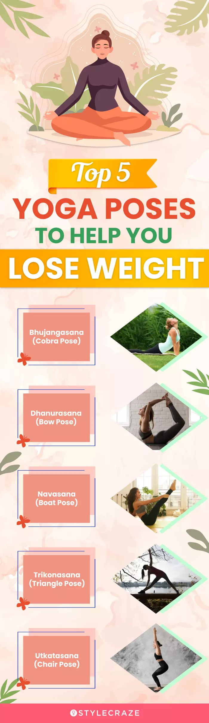 top 5 yoga poses to help you lose weight (infographic)