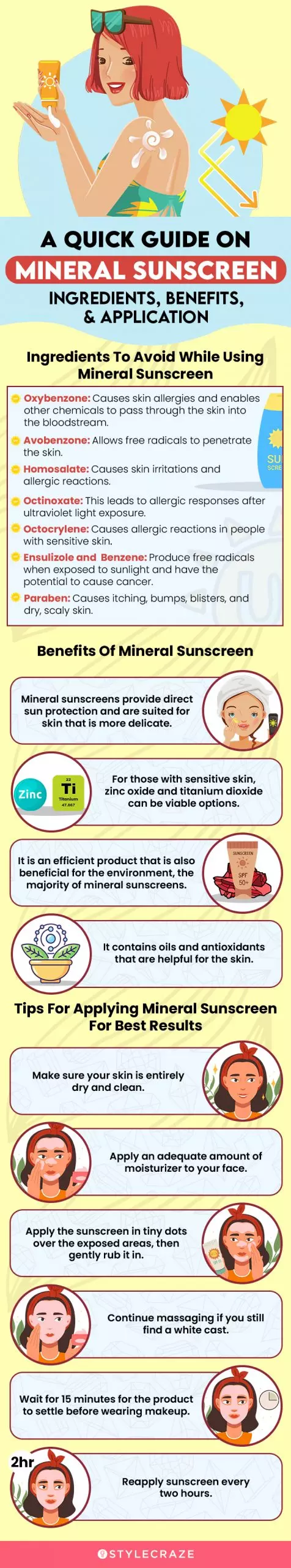 A Quick Guide On Mineral Sunscreen: Ingredients, Benefits, & Application (infographic)