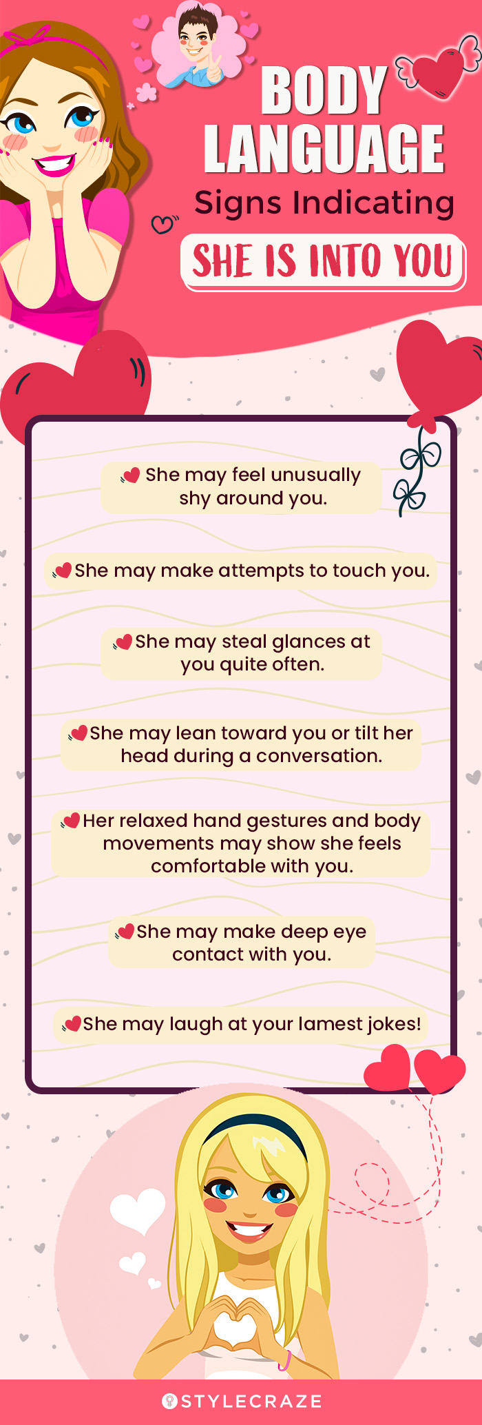 body language signs indicating she is into you (infographic)