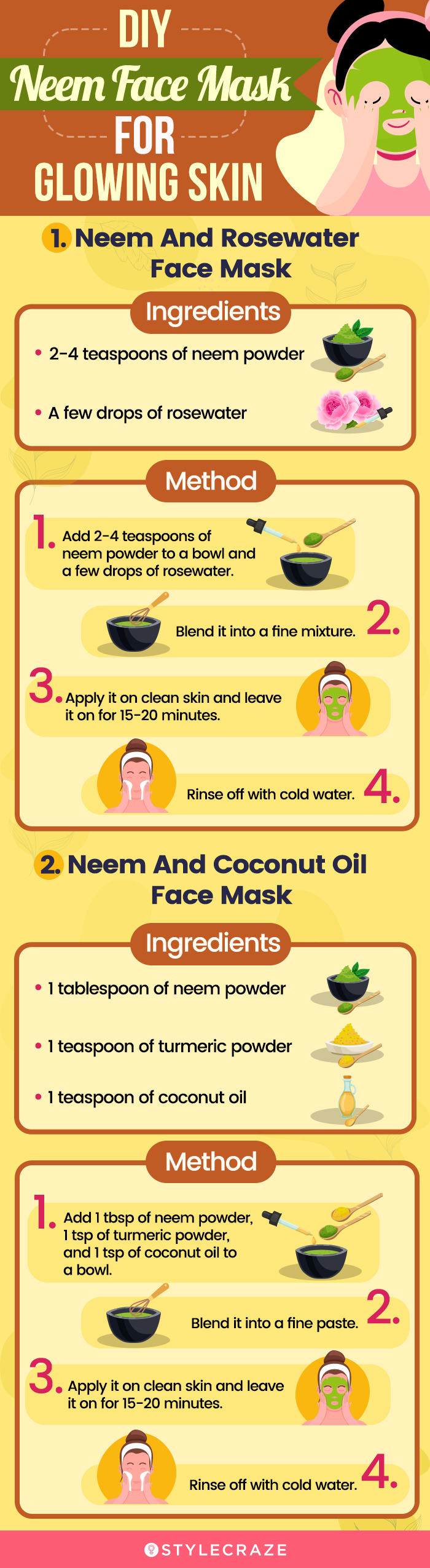 diy neem face mask for glowing skin (infographic)