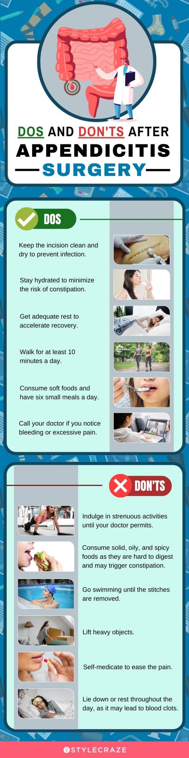 dos and don'ts after appendicitis surgery (infographic)
