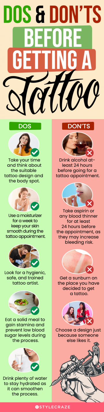 dos and donts before getting a tattoo (infographic)