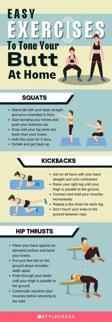 easy exercises to tone your butt at home (infographic)