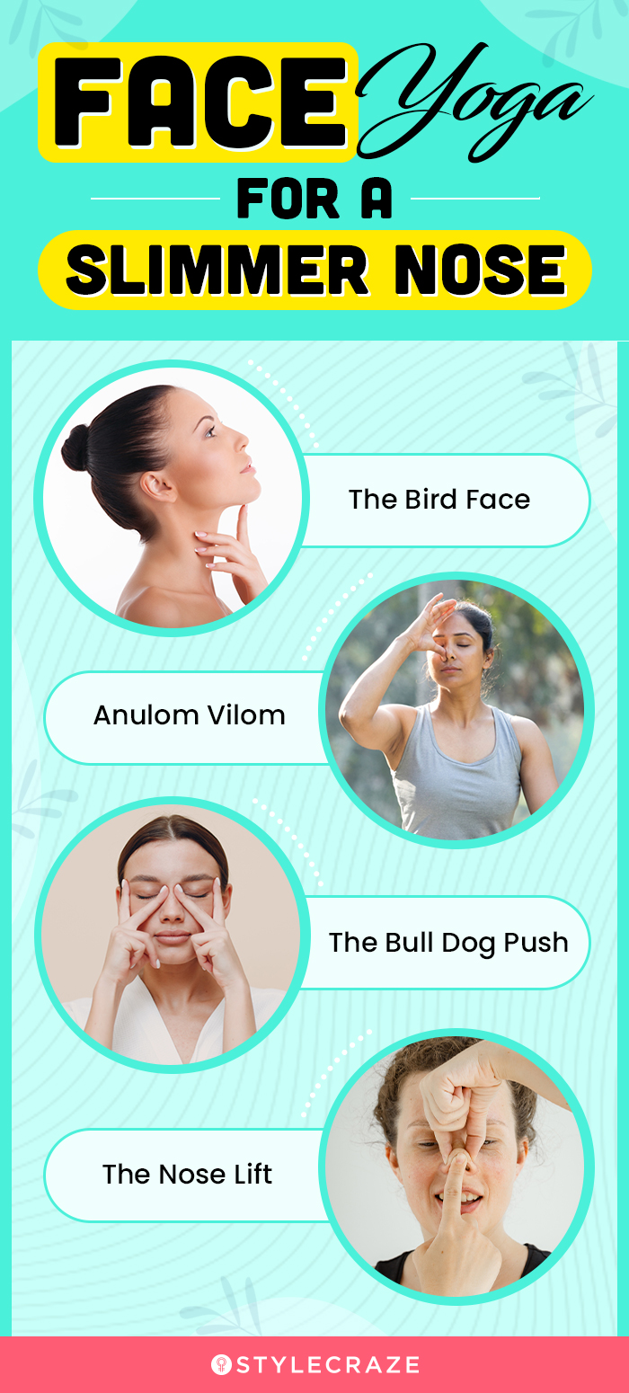 face yoga for a slimmer nose (infographic)