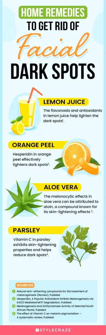home remedies to get rid of facial dark spots (infographic)