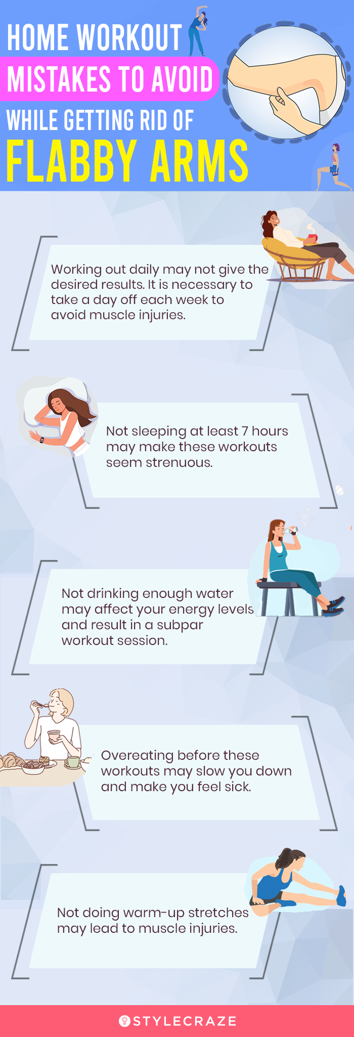 home workout mistakes to avoid while getting rid of flabby arms(infographic)