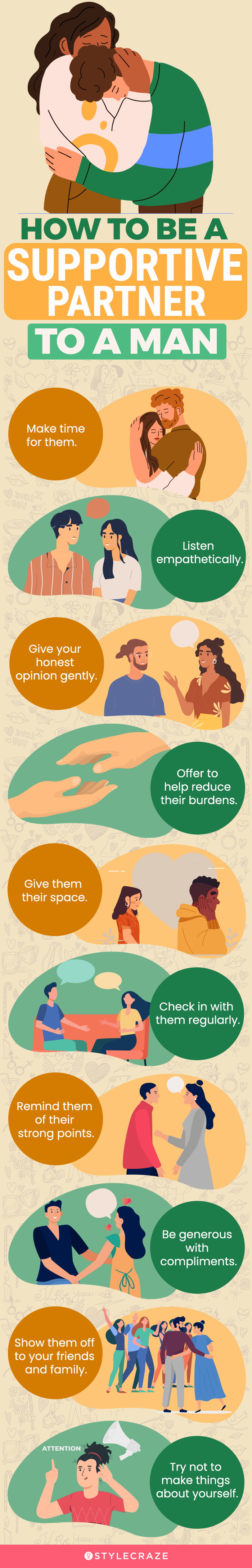 how to be a supportive partner to a man (infographic)