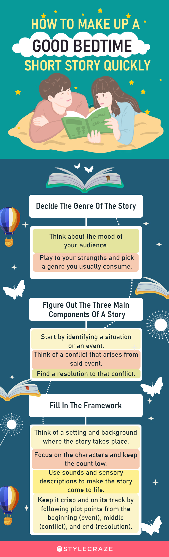 how to make up a good bedtime short story quickly [infographic]