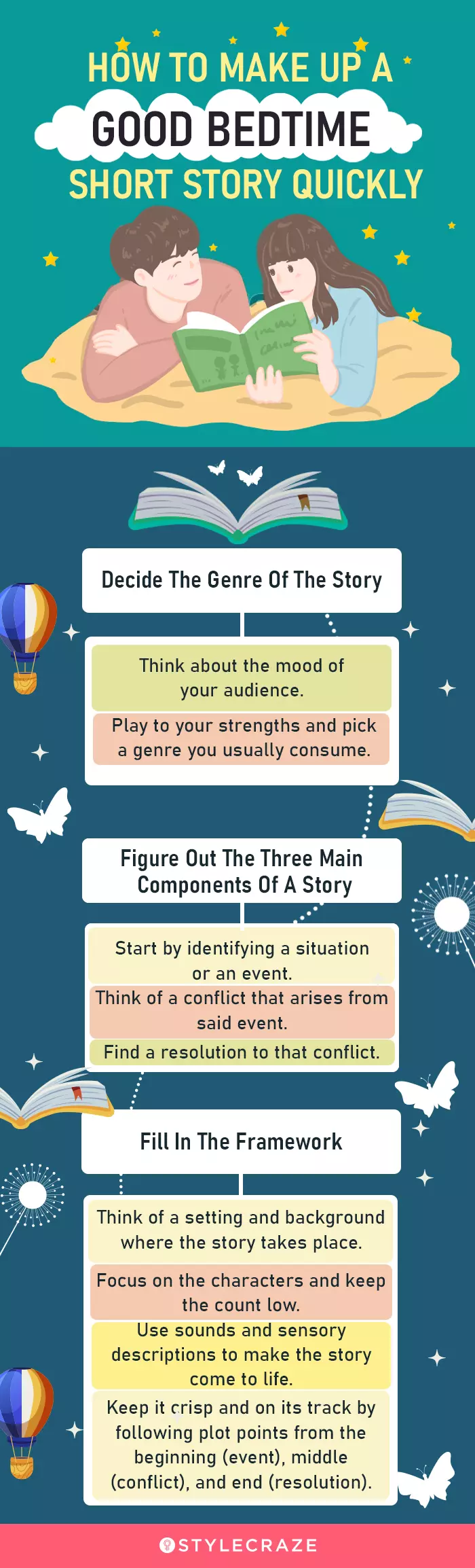 how to make up a good bedtime short story quickly (infographic)