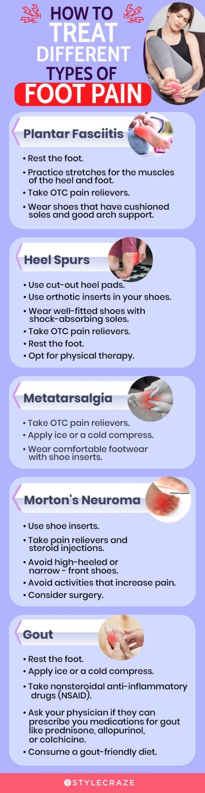 how to treat different types of foot pain [infographic]